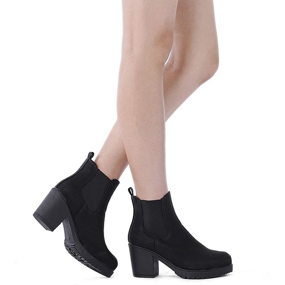 Dream Pairs Chunky High Heel Chelsea Ankle Boots | Black | Size 6.5 - Picture 13 of 13